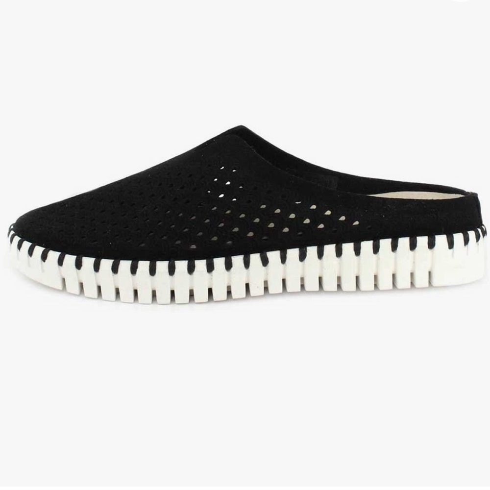 Ilse Jacobson Tulip Laser Cut Mule Black &White Women’s Sz 39  FREE SHIPPING